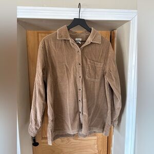 Vintage L.L.Bean Wide Whale Corduroy Shirt,Women's Tan 100% Cotton, OQT22, L-Reg